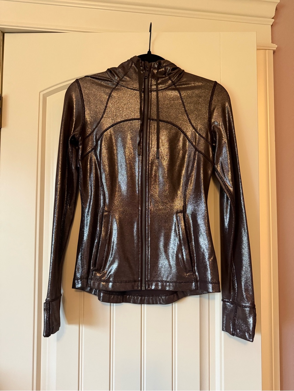 lululemon athletica Metallic Brown Hooded Zip-Up Jacket